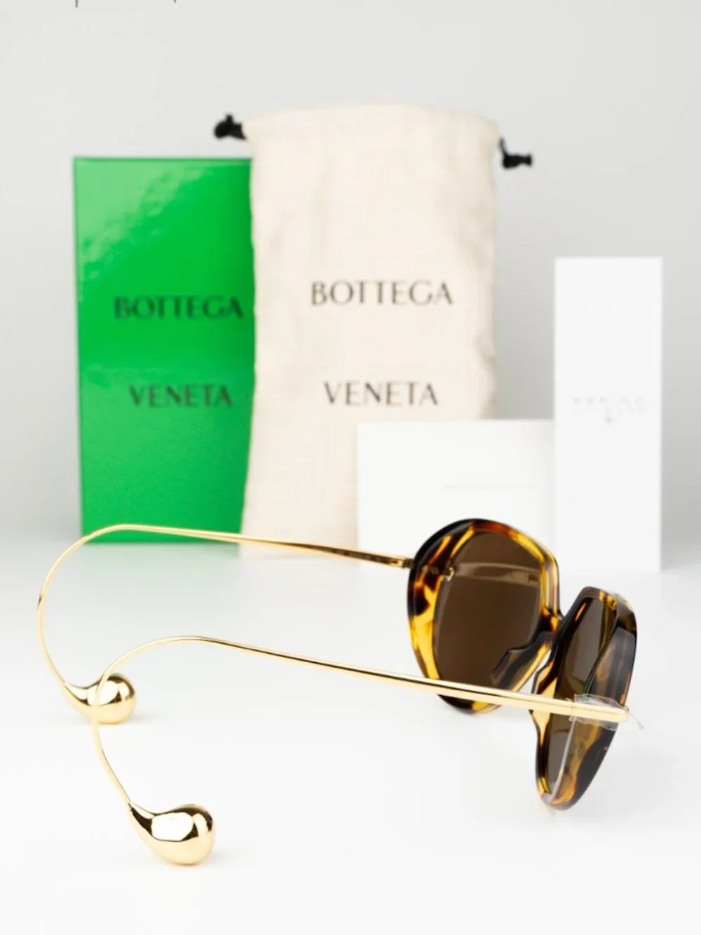 Bottega Veneta Women Sunglasses Havana Gold Brown BV1436S 002 NEW AUTHENTIC